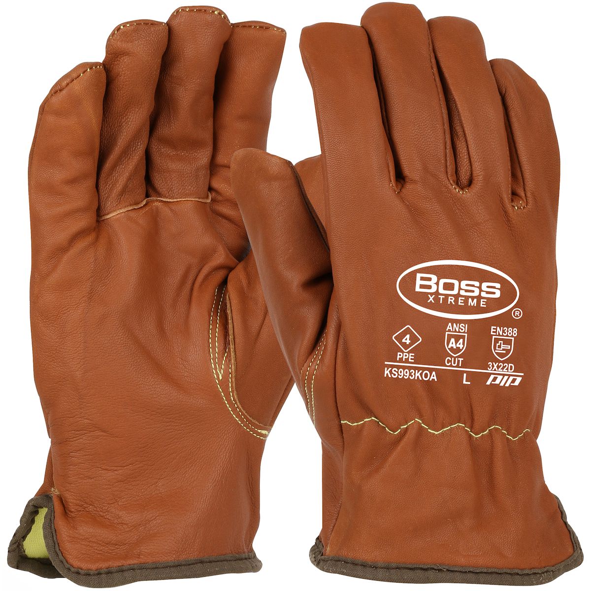 Boss® Xtreme AR Top Grain Goatskin Leather Drivers Glove with Oil Armor™ Finish and Para-Aramid Lining - Keystone Thumb (#KS993KOA)