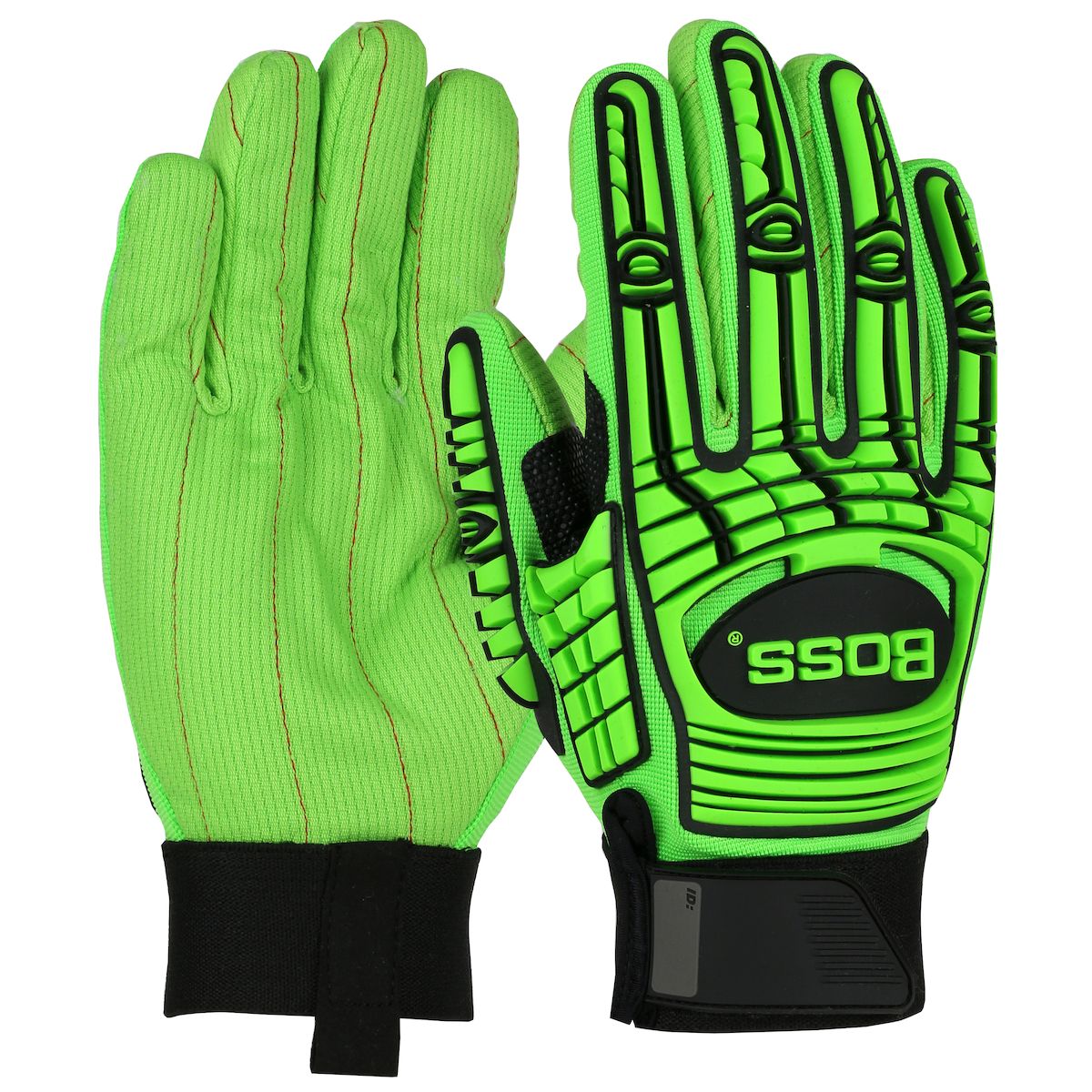 Boss® Green Corded Cotton Palm and Spandex Back – TPR Impact Protection (#120-MP2100)