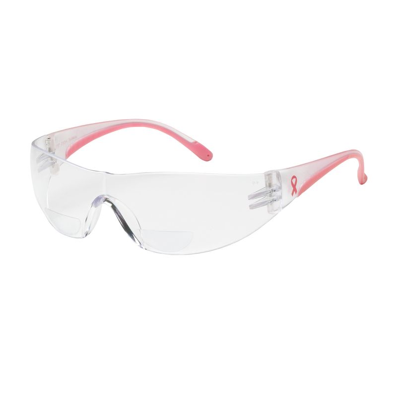 Lady Eva Rimless Safety Readers with Clear / Pink Temple, Clear Lens and Anti-Scratch Coating, 1.75 Diopter  (#250-12-0175)