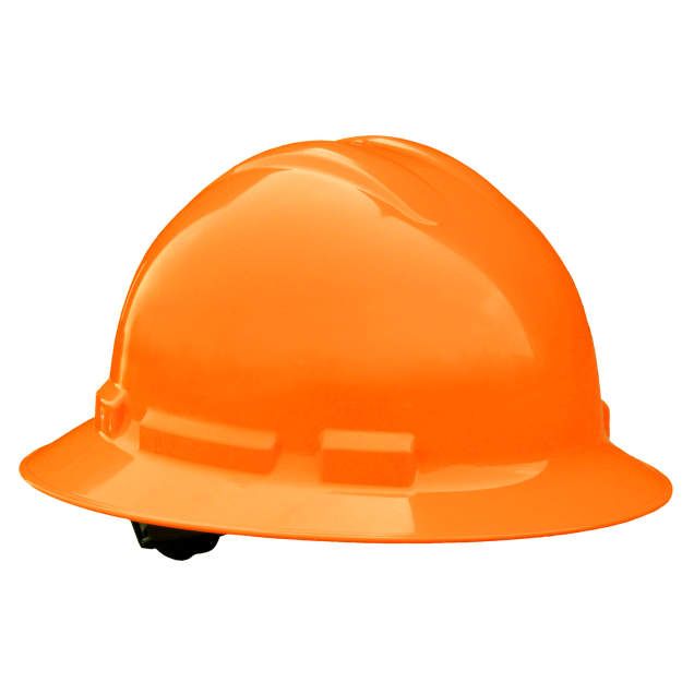 Quartz Full Brim Hard Hat, Hi Viz Orange, 4 point ratchet (#QHR4-ORANGE-HI-VIZ)