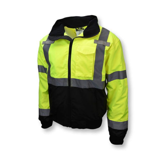 Radians Class 3 Two-In-One Hi-Viz Bomber safety Jacket, Green (#SJ110B-3ZGS)