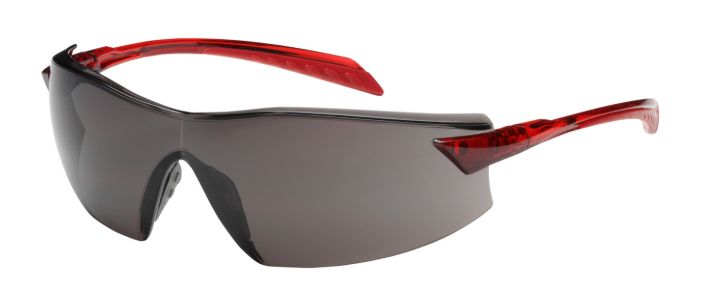 Radar Rimless Safety Glasses with Red Temple, Gray Lens and Anti-Scratch / Anti-Fog Coating  (#250-45-1021)