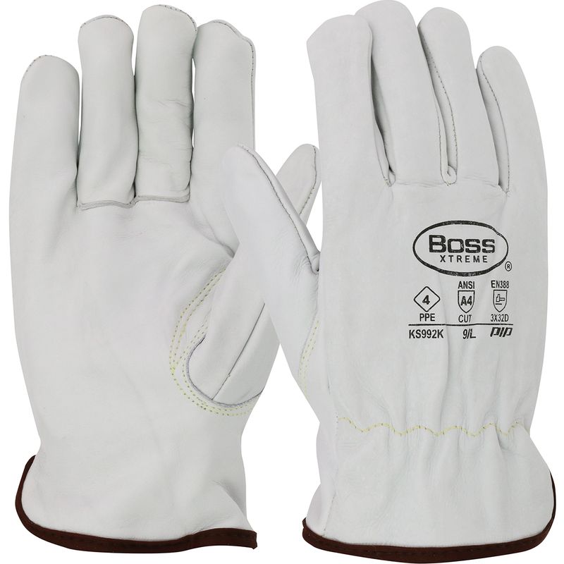 Boss® Xtreme AR Top Grain Cowhide Leather Drivers Glove with Para-Aramid Lining - Keystone Thumb (#KS992K)