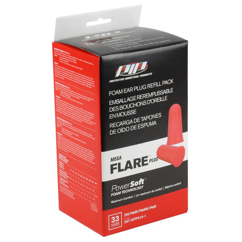 PIP® Mega Flare™ Plus Disposable Soft Polyurethane Foam Ear Plugs - Dispenser Refill Pack (#267-HPF910-1)