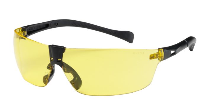 Monteray II Rimless Safety Glasses with Black Temple, Amber Lens and Anti-Scratch Coating  (#250-MT-10074)