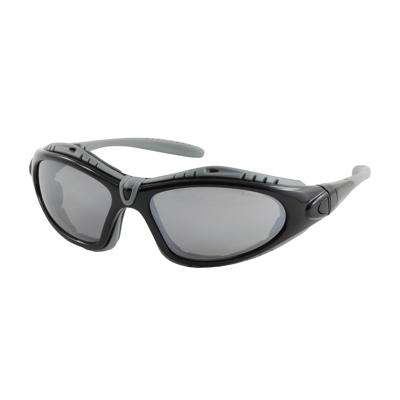 Fuselage Full Frame Safety Glasses with Black Frame, Foam Padding, Silver Mirror Lens and Anti-Scratch / Anti-Fog Coating  (#250-50-0425)