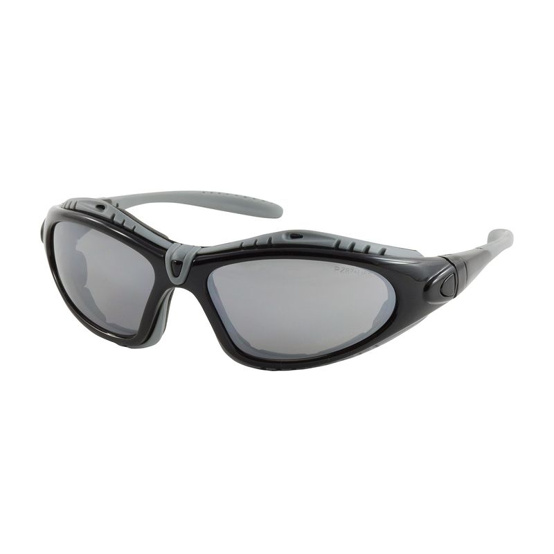 Fuselage Full Frame Safety Glasses with Black Frame, Foam Padding, Silver Mirror Lens and Anti-Scratch / Anti-Fog Coating  (#250-50-0425)