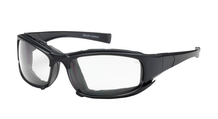 Cefiro Full Frame Safety Glasses with Black Frame, Rubber Foam Padding, Clear Lens and Anti-Scratch / Anti-Fog Coating  (#250-CE-10090)