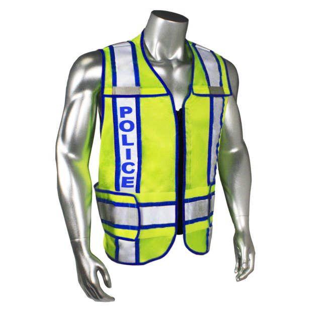 Breakaway Contrast Police Safety Vest, Blue Trim (#LHV-207-3G-POL)