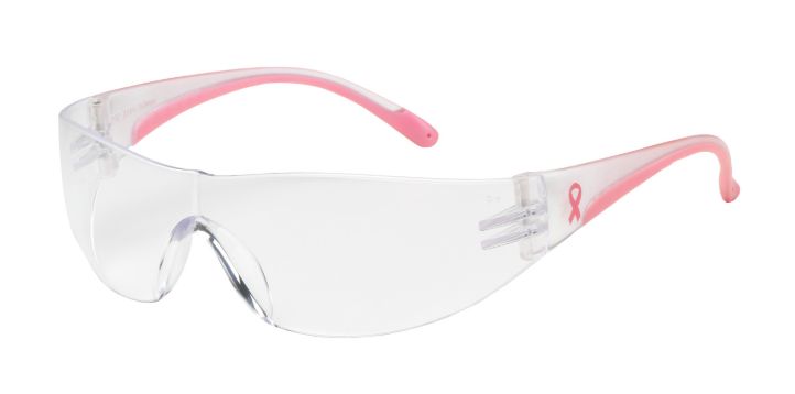 Eva Rimless Safety Glasses with Clear / Pink Temple, Clear Lens and Anti-Scratch / Anti-Fog Coating  (#250-10-0920)