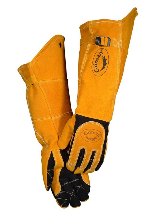 Caiman Split Deerskin MIG/Stick Welder's Glove with Kevlar Stitching and FR Fleece Insulation - 21" Length  (#1878)