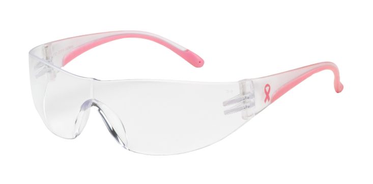 Eva Rimless Safety Glasses with Clear / Pink Temple, Clear Lens and Anti-Scratch Coating  (#250-10-0900)