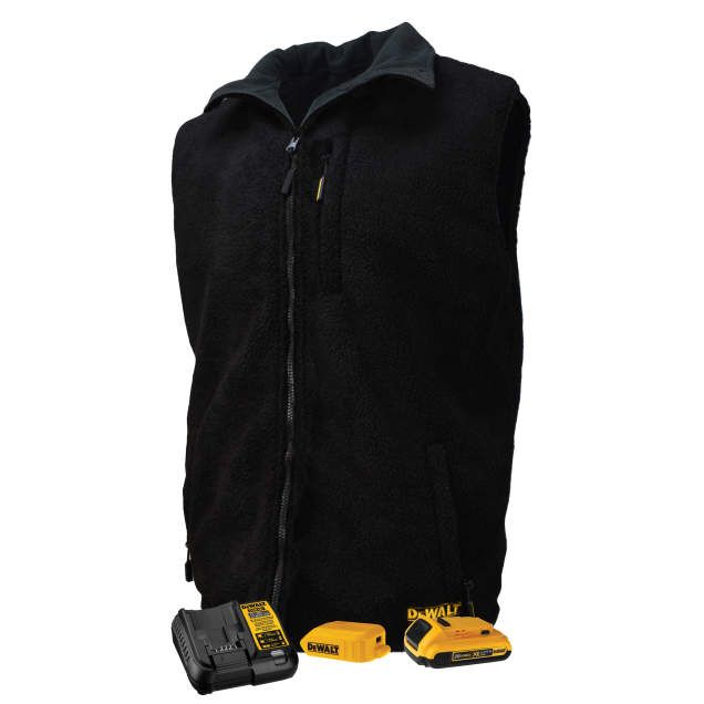 DEWALT Men's Heated Reversible Fleece Vest Kitted Black (#DCHV086)