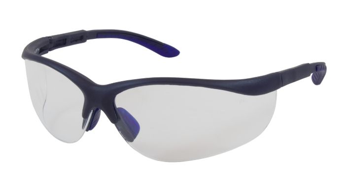 Hi-Voltage AC Semi-Rimless Safety Glasses with Blue Frame, Clear Lens and Anti-Scratch Coating  (#250-21-0100)