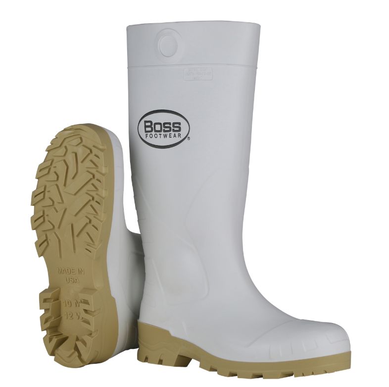 Boss Footwear 16" White PVC Steel Toe Boot  (#382-910)