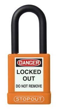 STOPOUT® Plastic Body Aluminum Padlocks with Dielectric Poly-Wrap Steel Shackle