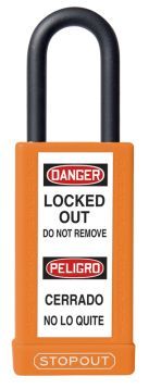 STOPOUT® Plastic Body Aluminum Padlocks With Dielectric Poly-Wrap Steel Shackle STOPOUT® Plastic Body Aluminum Padlocks With Dielectric Poly-Wrap Steel Shackle