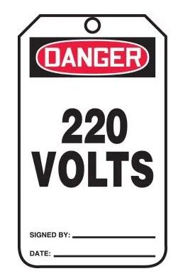 OSHA Danger Safety Tag: 220 Volts, 5/pack (#MDT172) OSHA Danger Safety Tag: 220 Volts, 5/pack (#MDT172)