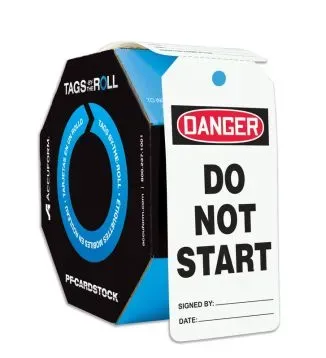 OSHA Danger Safety Tags: Tags By-The-Roll- Do Not Start (#TAR108) OSHA Danger Safety Tags: Tags By-The-Roll- Do Not Start (#TAR108)
