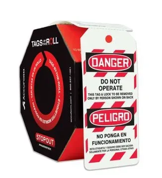 Bilingual OSHA Danger Tags By-The-Roll: Do Not Operate (#TAR460)