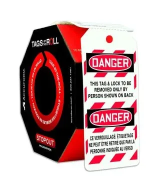 Bilingual OSHA Danger Tags By-The-Roll: This Tag & Lock To Be Removed Only By Person Shown On Back (#TAR464) Bilingual OSHA Danger Tags By-The-Roll: This Tag & Lock To Be Removed Only By Person Shown On Back (#TAR464)