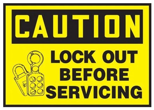 OSHA Caution Lockout/Tagout Label: Lock Out Before Servicing, 5/pack (#LLKT603VSP) OSHA Caution Lockout/Tagout Label: Lock Out Before Servicing, 5/pack (#LLKT603VSP)