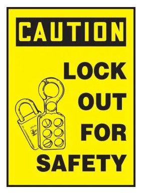 OSHA Caution Lockout/Tagout Label: Lock Out For Safety (#LLKT412) OSHA Caution Lockout/Tagout Label: Lock Out For Safety (#LLKT412)
