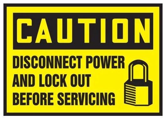 OSHA Caution Lockout/Tagout Label: Disconnect Power And Lock Out Before Servicing. 5/pack (#LLKT604VSP)