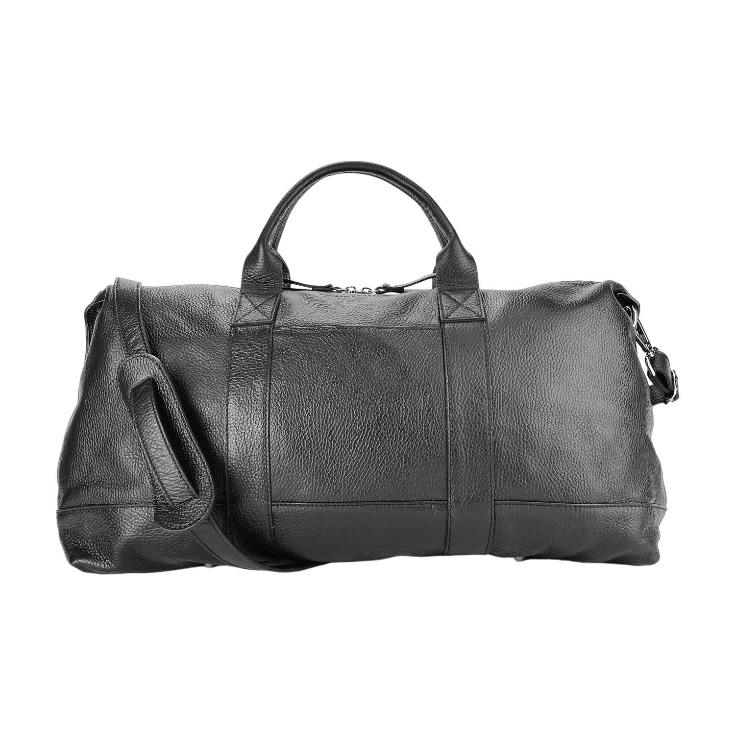 Italian Leather Travel Duffle Bag — Black | İtalyan Dəri Səyahət Çantası — Qara