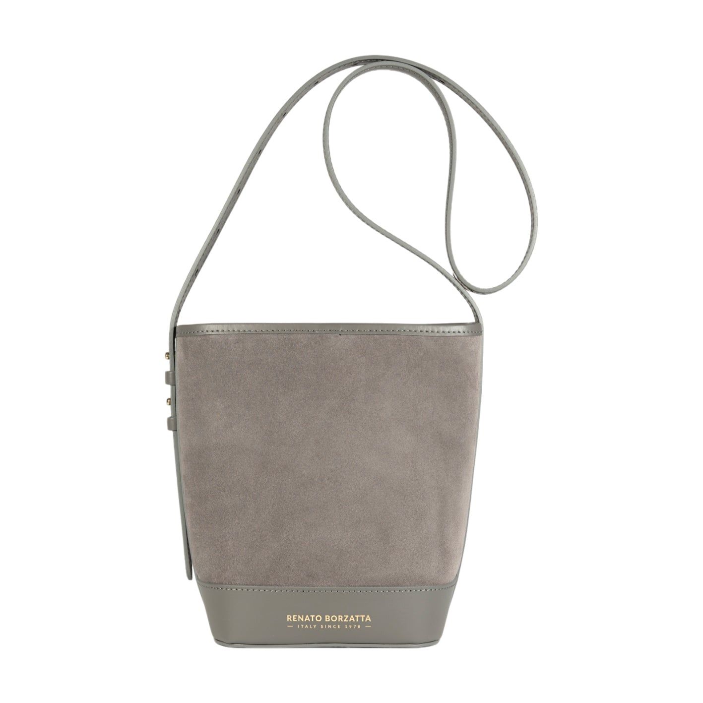 BRENDA Italian Leather Bucket Bag — Grey | BRENDA İtalyan Dəri Vedrə Çanta — Boz