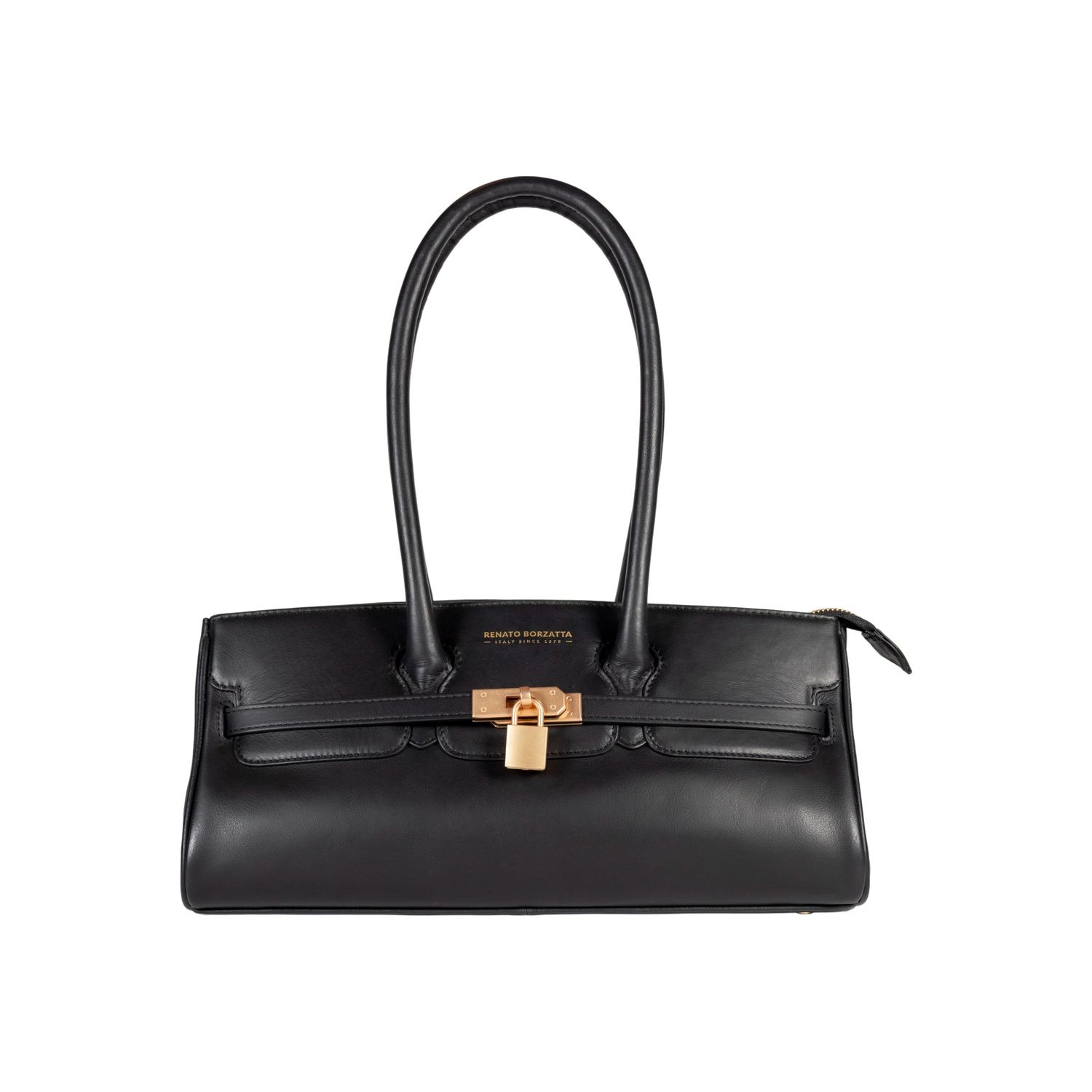 ARIANNA Soft Sauvage Leather Shoulder Bag — Black | ARIANNA Yumşaq Sauvage Dəri Çiyín Çantası — Qara