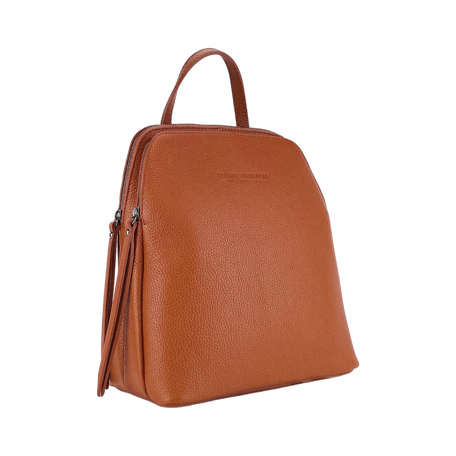 Women's Italian Leather Backpack, Double Compartment — Paprika | Qadın İtalyan Dəri Bel Çantası — Paprika