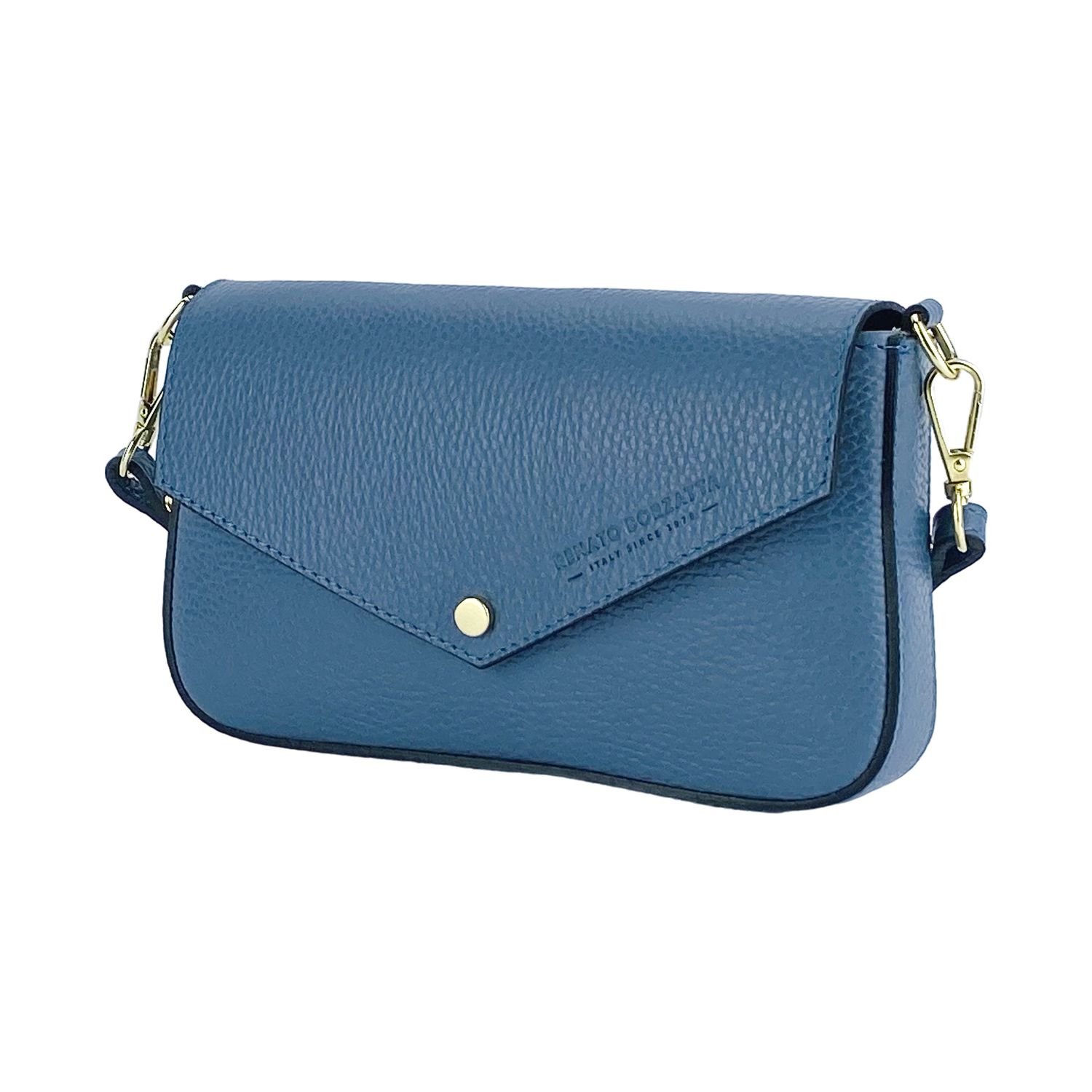 Italian Leather Mini Chain Crossbody Bag — Avio Blue | İtalyan Dəri Mini Zəncirli Çarpaz Çanta — Avio Göy