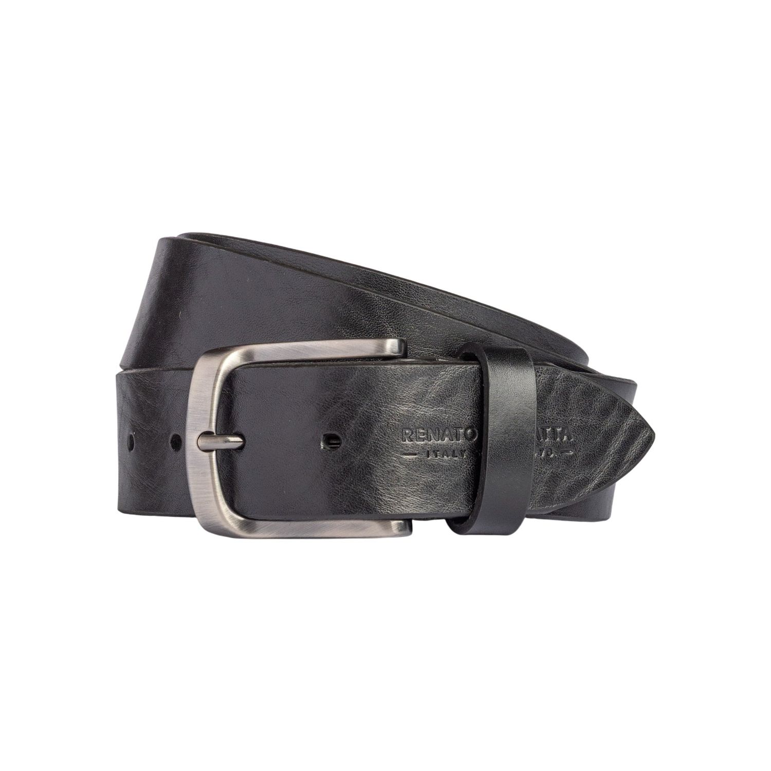 Men's Wide Italian Leather Belt — Black | Kişi Geniş İtalyan Dəri Kəməri — Qara