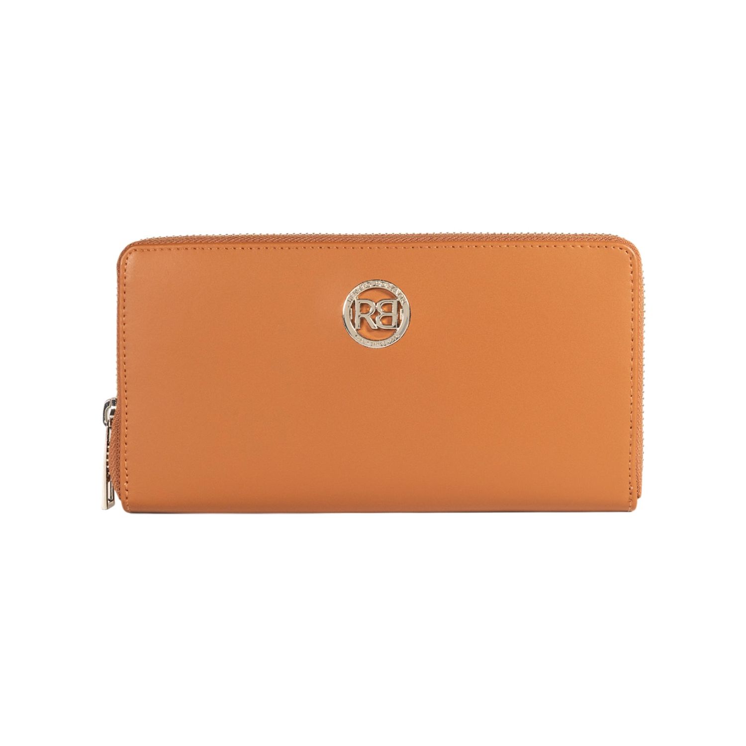 Women's Italian Leather Zip Wallet — Cognac | Qadın İtalyan Dəri Fermuarlı Cüzdan — Konyak
