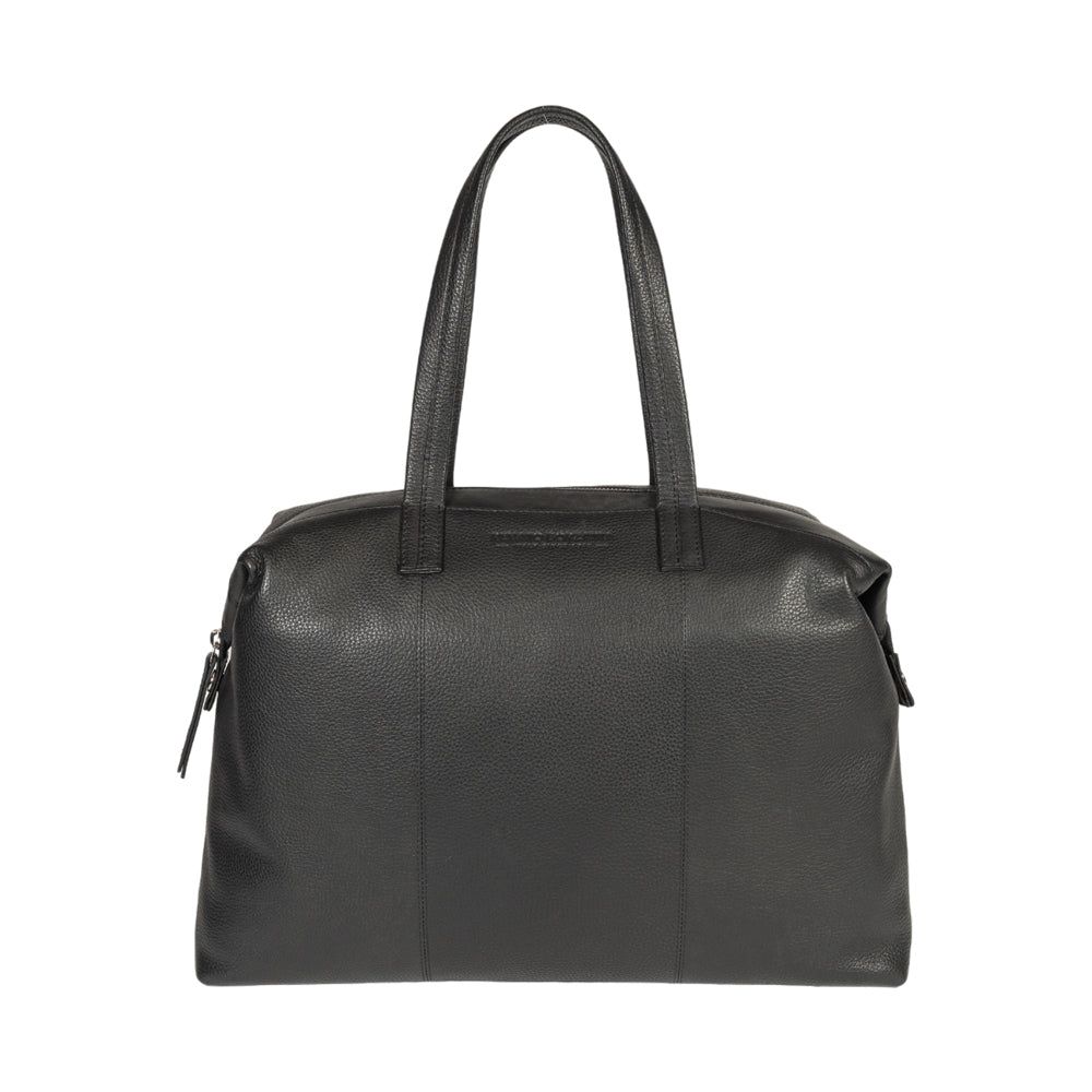 Italian Leather Convertible Tote Bag — Black | İtalyan Dəri Çevrilən Tote Çanta — Qara
