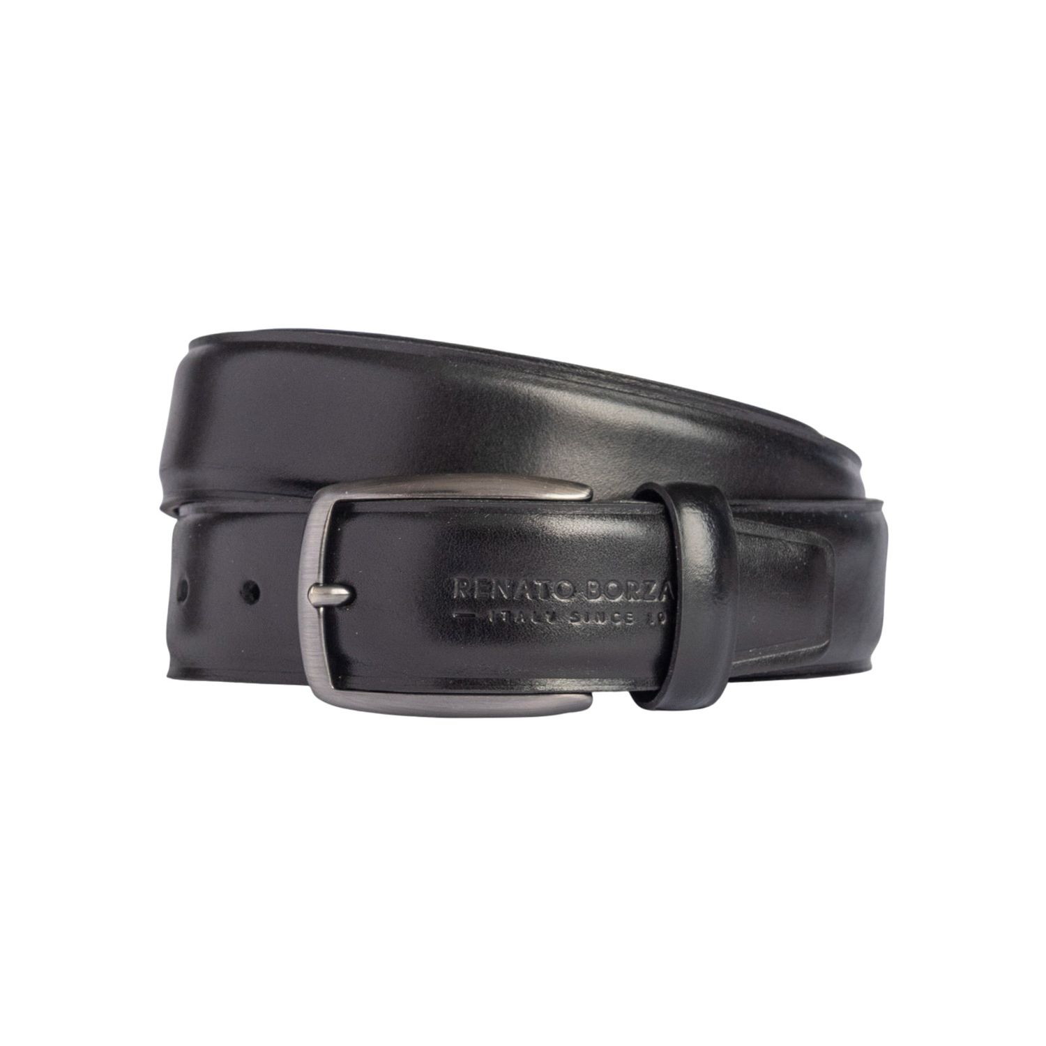 Men's Italian Vegetable-Tanned Leather Belt — Black | Kişi İtalyan Təbii Dəri Kəməri — Qara