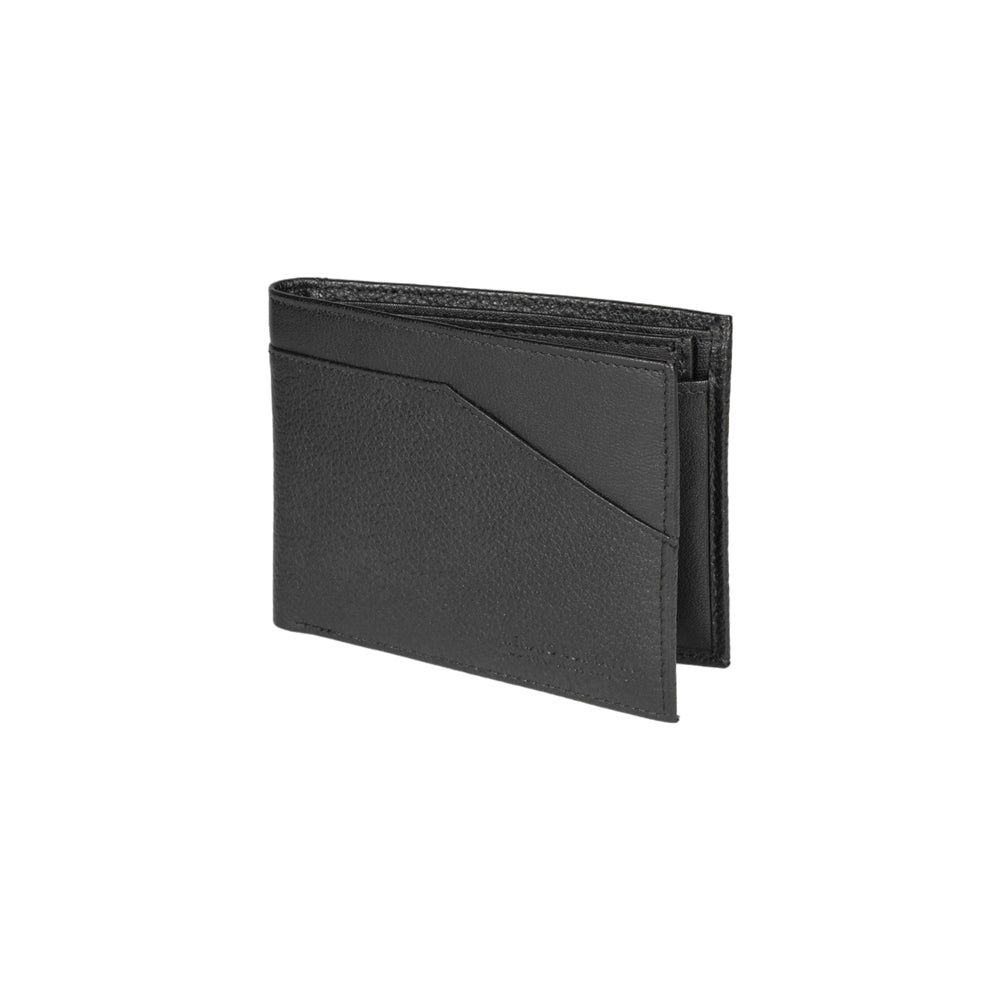 Men's Compact Italian Leather Wallet RFID — Black | Kişi Kompakt İtalyan Dəri Cüzdanı RFID — Qara