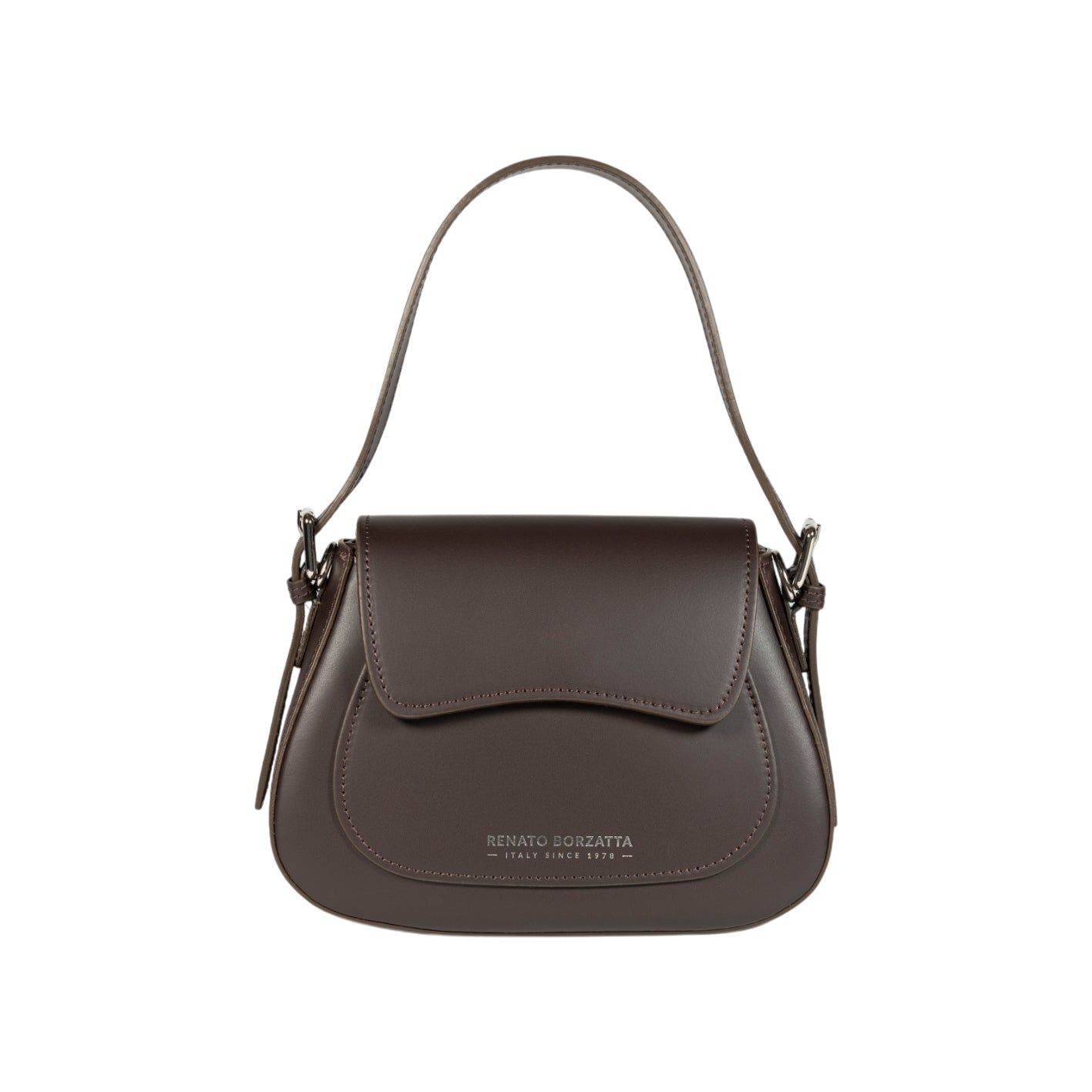 EMMA Italian Leather Flap Shoulder Bag — Dark Brown | EMMA İtalyan Dəri Qapaqlı Çiyín Çantası — Tünd Qəhvəyi