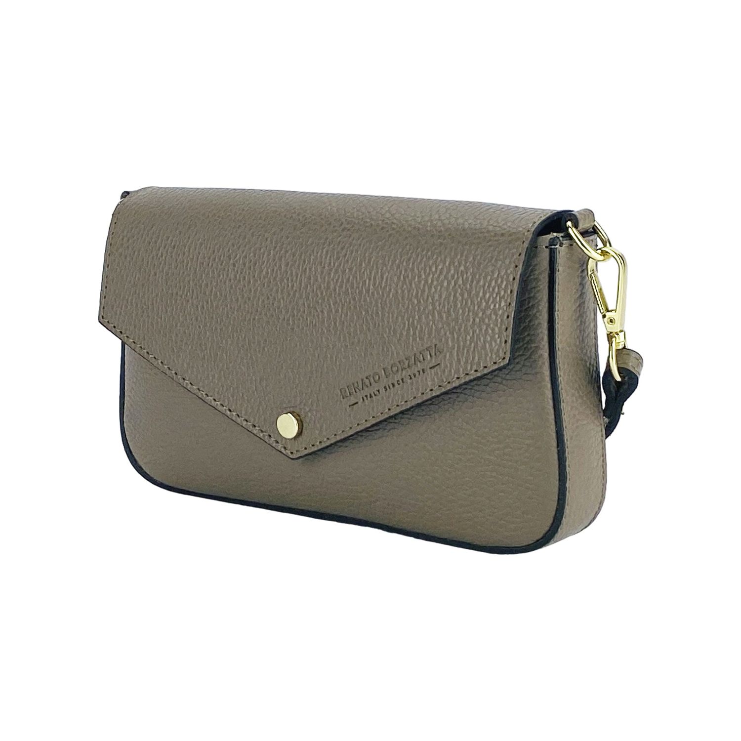Italian Leather Mini Chain Crossbody Bag — Taupe | İtalyan Dəri Mini Zəncirli Çarpaz Çanta — Taup