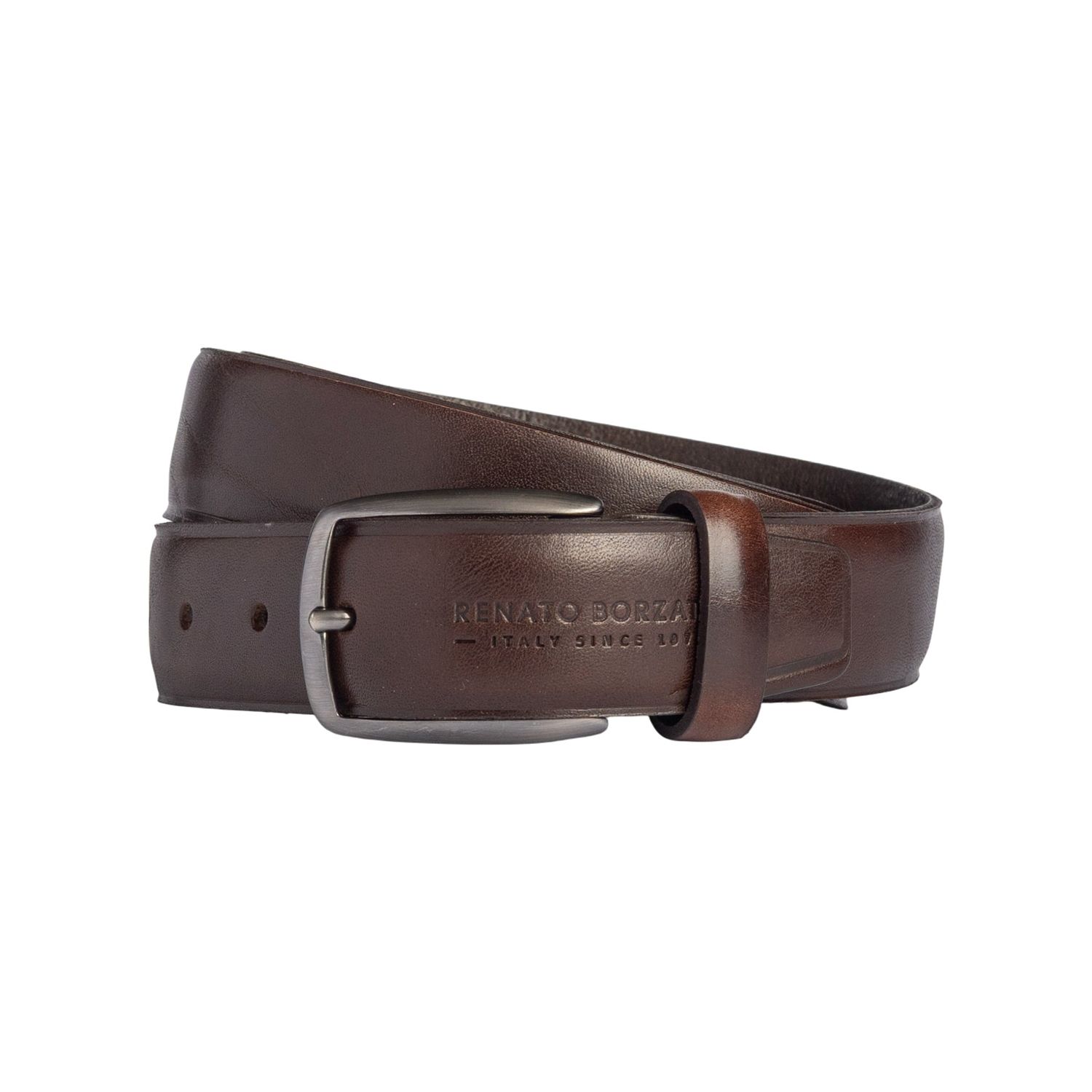 Men's Italian Vegetable-Tanned Leather Belt — Dark Brown | Kişi İtalyan Təbii Dəri Kəməri — Tünd Qəhvəyi