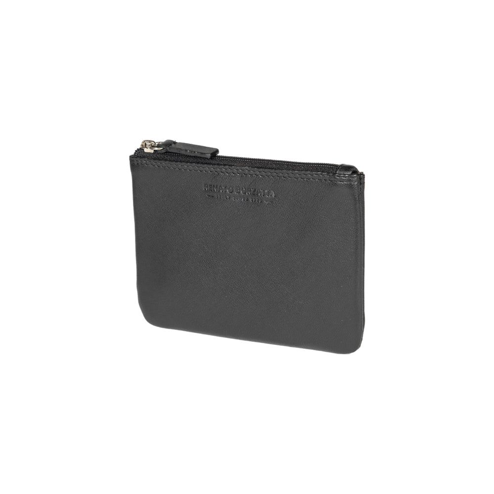 Italian Leather Key Holder &amp; Coin Pouch RFID — Black | İtalyan Dəri Açar Qabı və Sikkə Kisəsi — Qara
