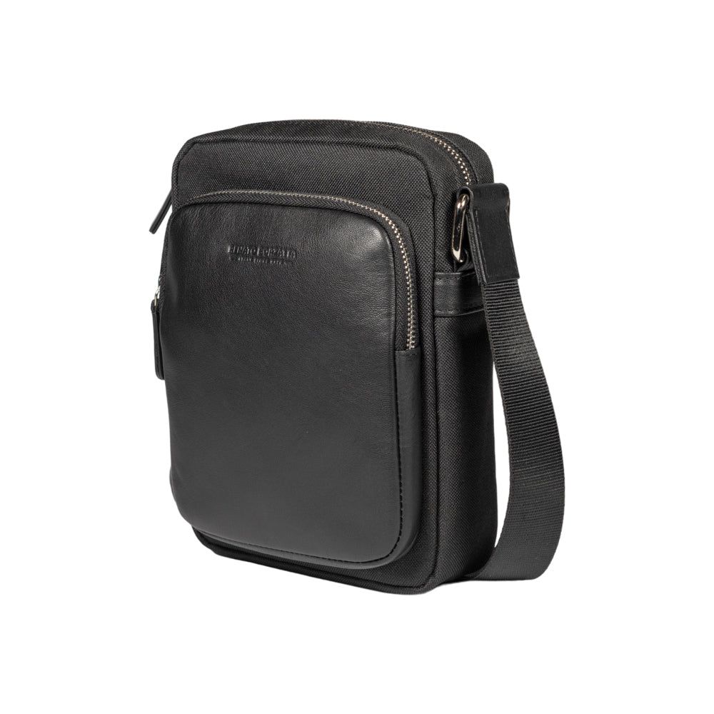 Italian Leather &amp; Nylon Shoulder Bag — Black | İtalyan Dəri və Neylon Çiyín Çantası — Qara