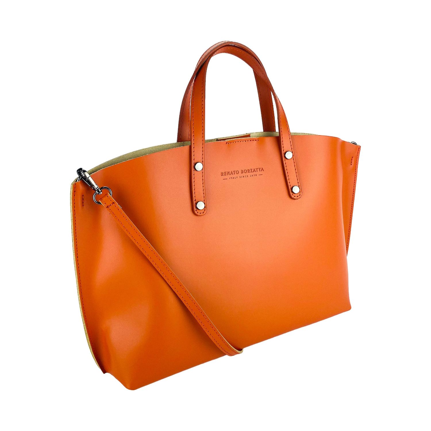 Women's Large Italian Leather Handbag — Paprika | Qadın Böyük İtalyan Dəri Əl Çantası — Paprika