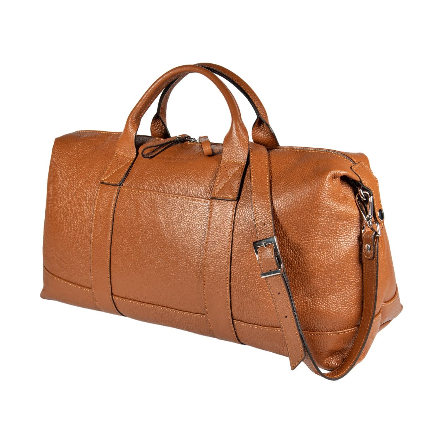 Italian Leather Travel Duffle Bag — Cognac | İtalyan Dəri Səyahət Çantası — Konyak
