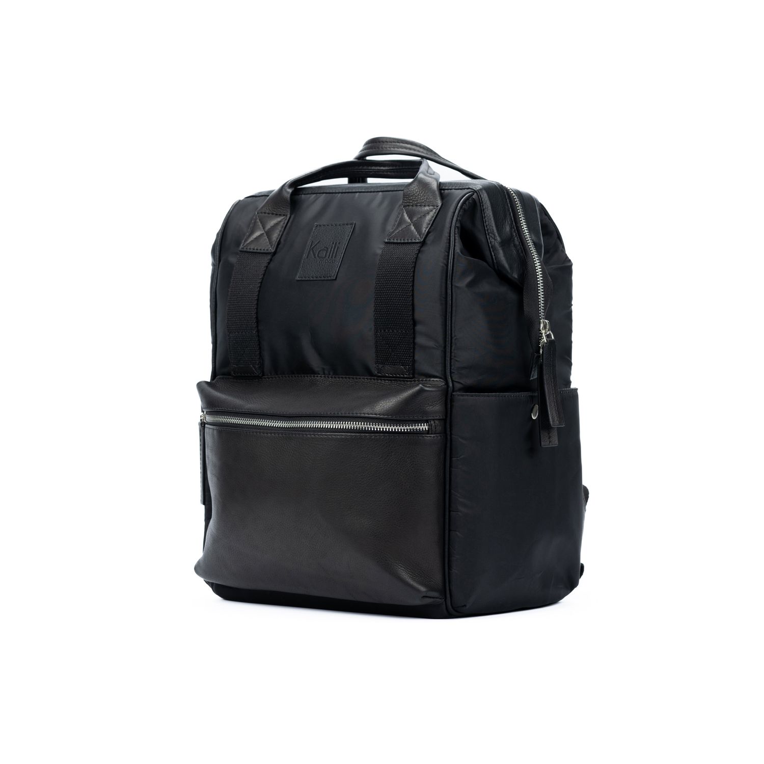 Waterproof Nylon &amp; Leather Backpack — Black | Sukeçirməz Neylon və Dəri Çanta — Qara