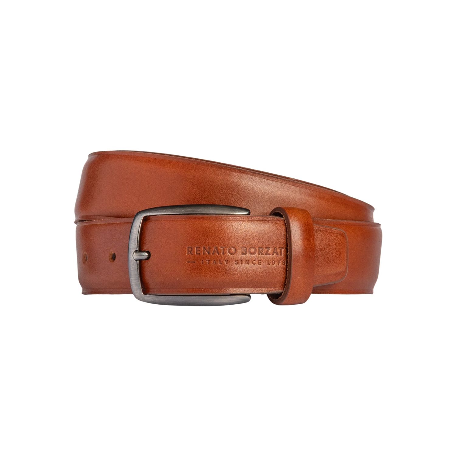 Men's Italian Vegetable-Tanned Leather Belt — Cognac | Kişi İtalyan Dəri Kəmər — Konyak