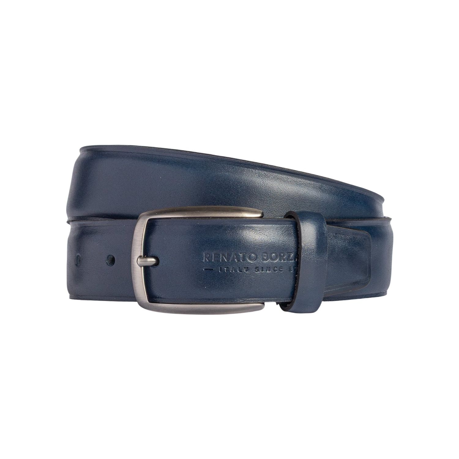 Men's Italian Vegetable-Tanned Leather Belt — Blue | Kişi İtalyan Dəri Kəmər — Mavi
