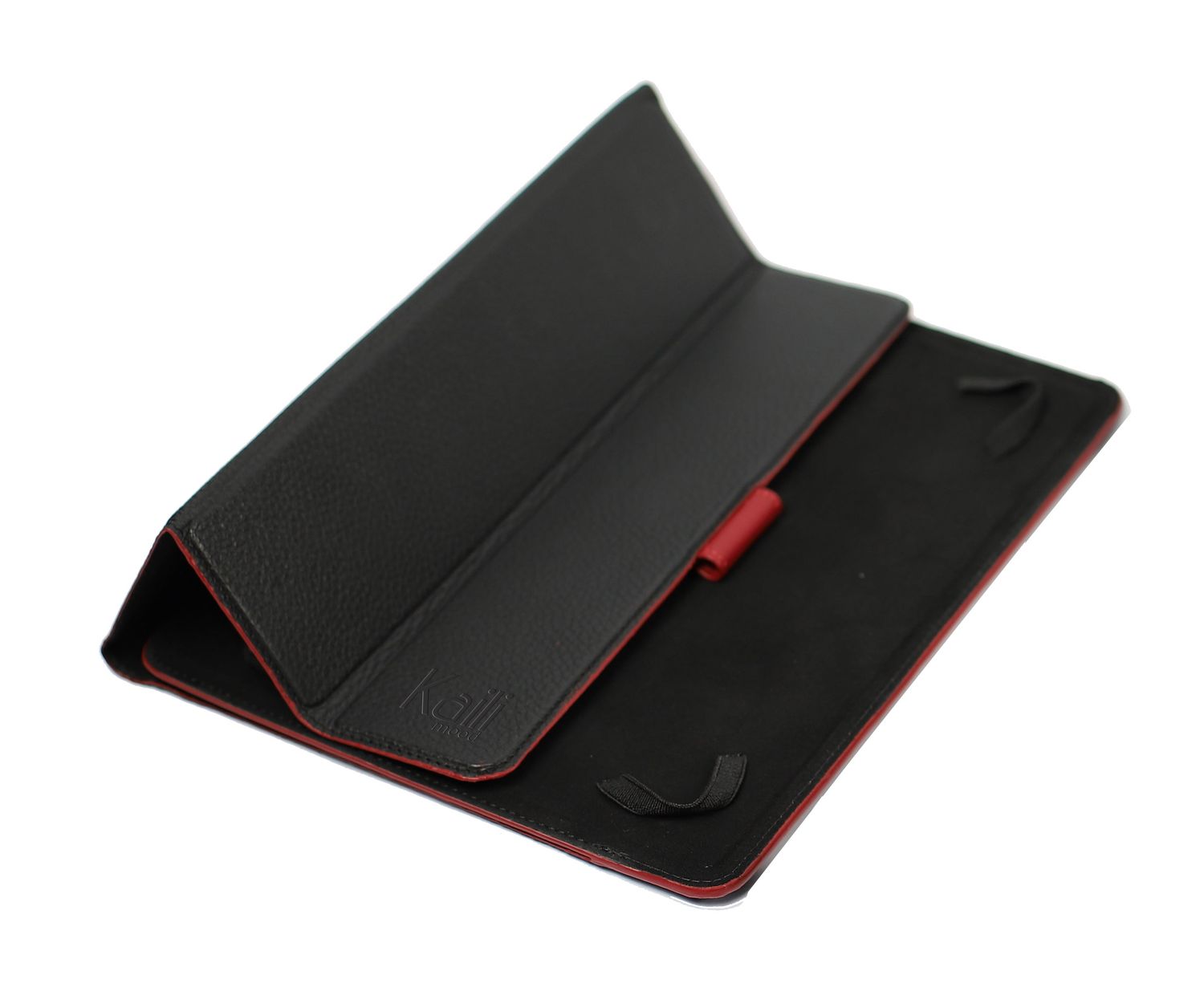 Italian Leather Tablet Case — Black with Red Edges | İtalyan Dəri Tablet Qabı — Qara Qırmızı Kənarlarla