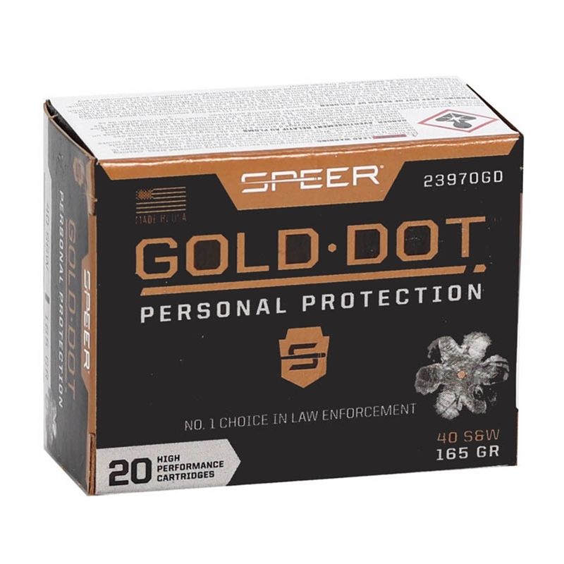 Speer Gold Dot 40 S&amp;W Ammo 165 Grain Jacketed Hollow Point